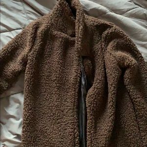 Brown long teddy coat